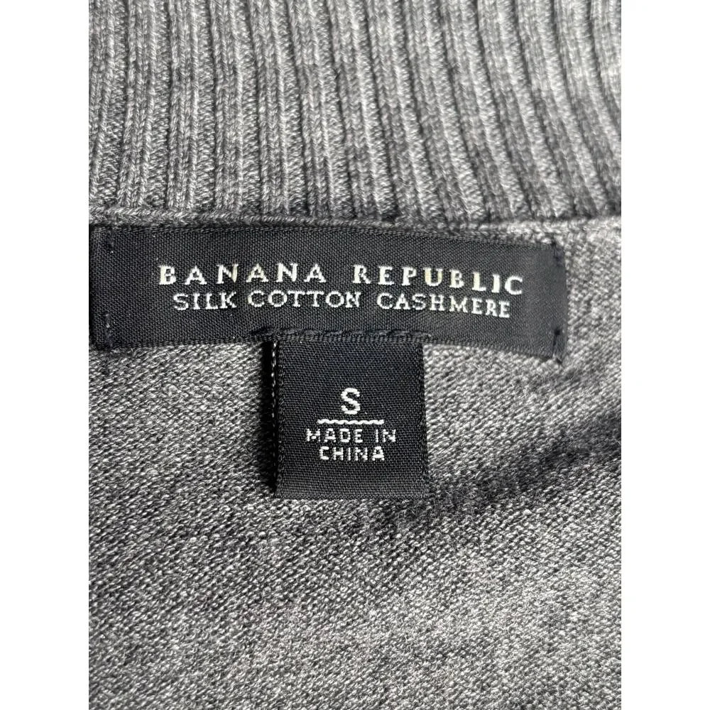 Banana Republic Silk Cotton Cashmere V Neck Grey Sweater Small Minimalist Unisex